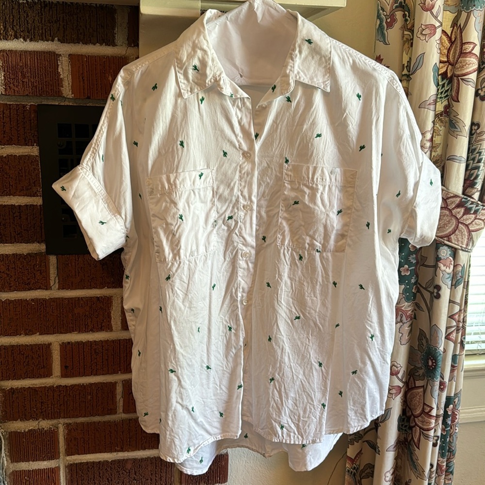 Madewell embroidered cactus shirt